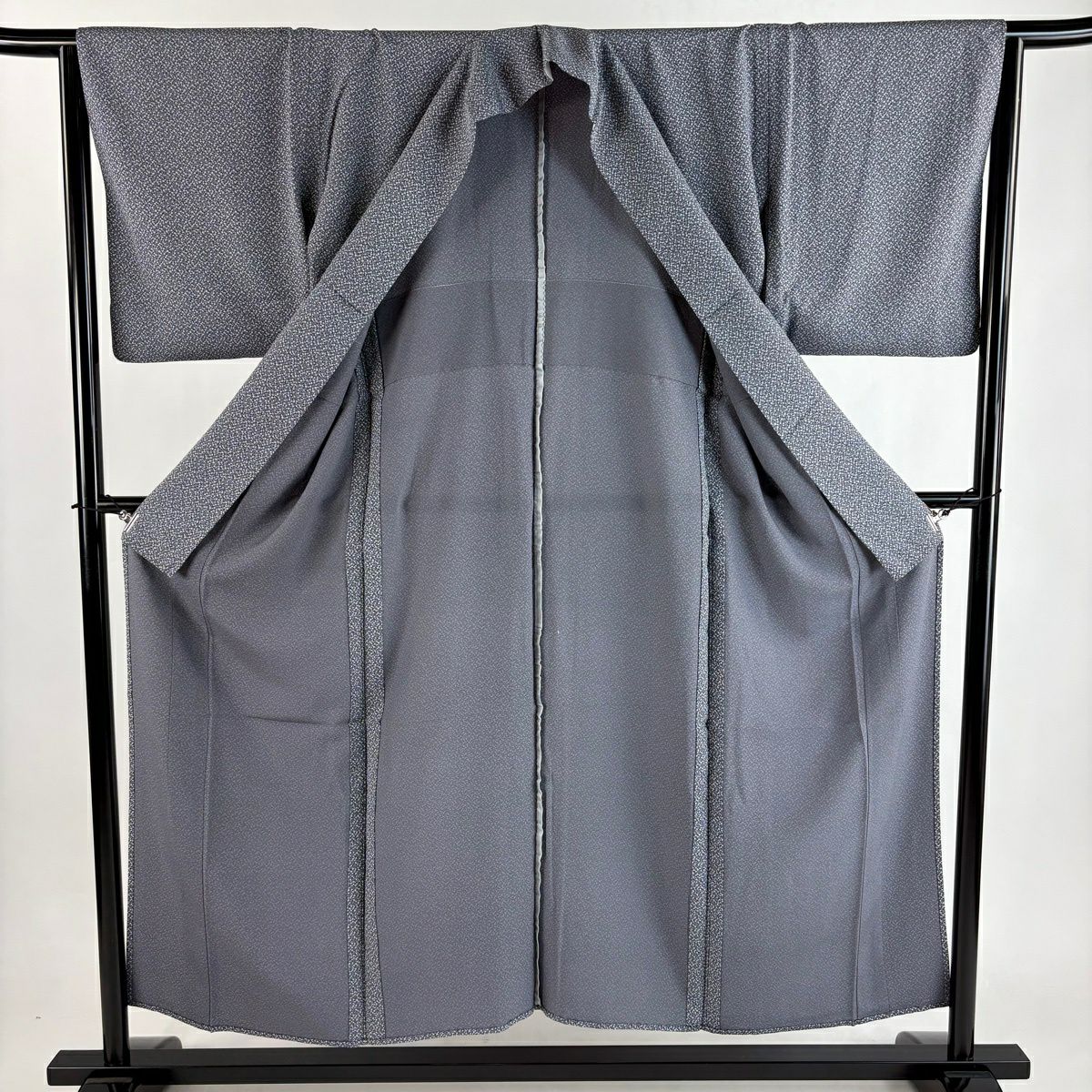 【美品】 江戶小紋 身長152cm 袖長63.5cm S 單層 瓢箪 青灰 純蠶絲 秀品級