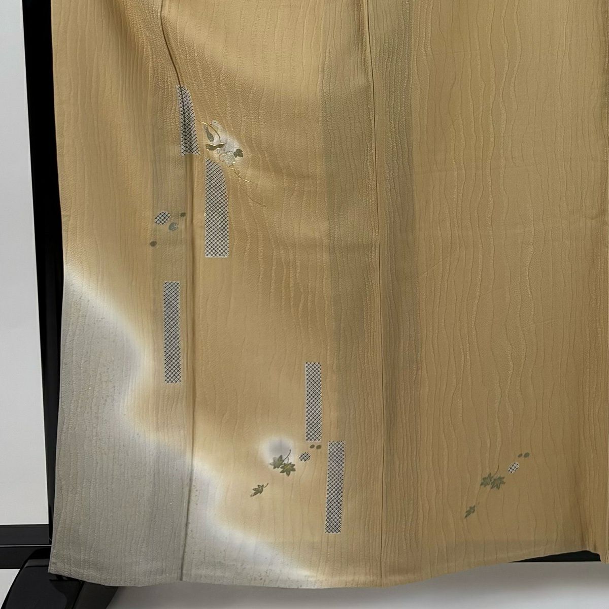 付下 身長160.5cm 袖長65cm M 單層 瓢箪地紋 金銀彩 金絲 淺茶 純蠶絲 優品級