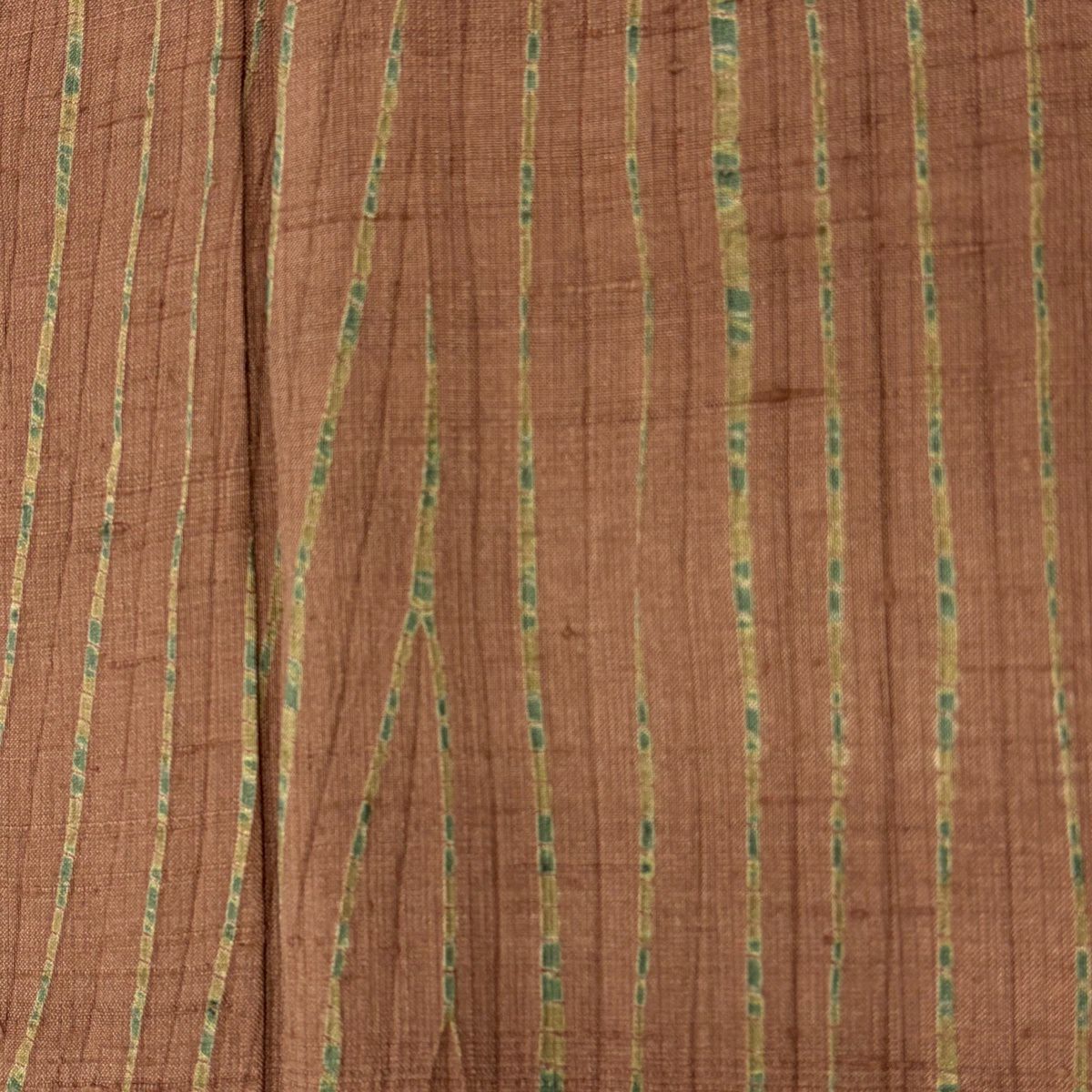 【美品】 小紋 身長163cm 袖長66cm M 雙層 紬織織 幾何學圖案 小豆色 純蠶絲 秀品級