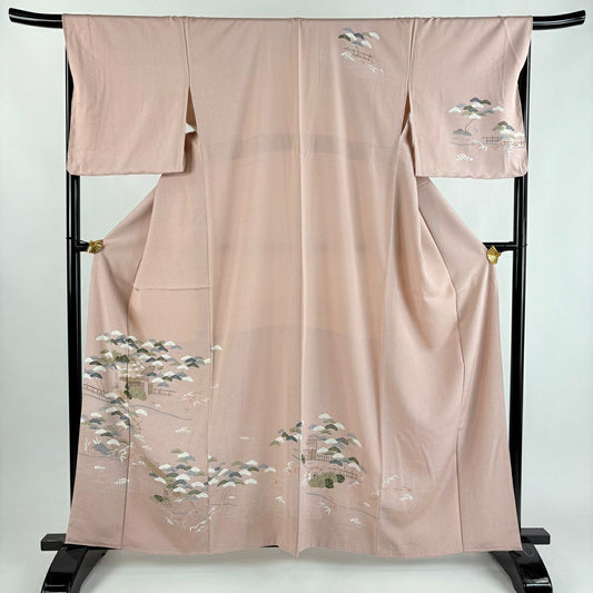 訪問服 身長160.5cm 袖長68.5cm L 雙層 松樹 波 漸層 粉紅 純蠶絲 優品級