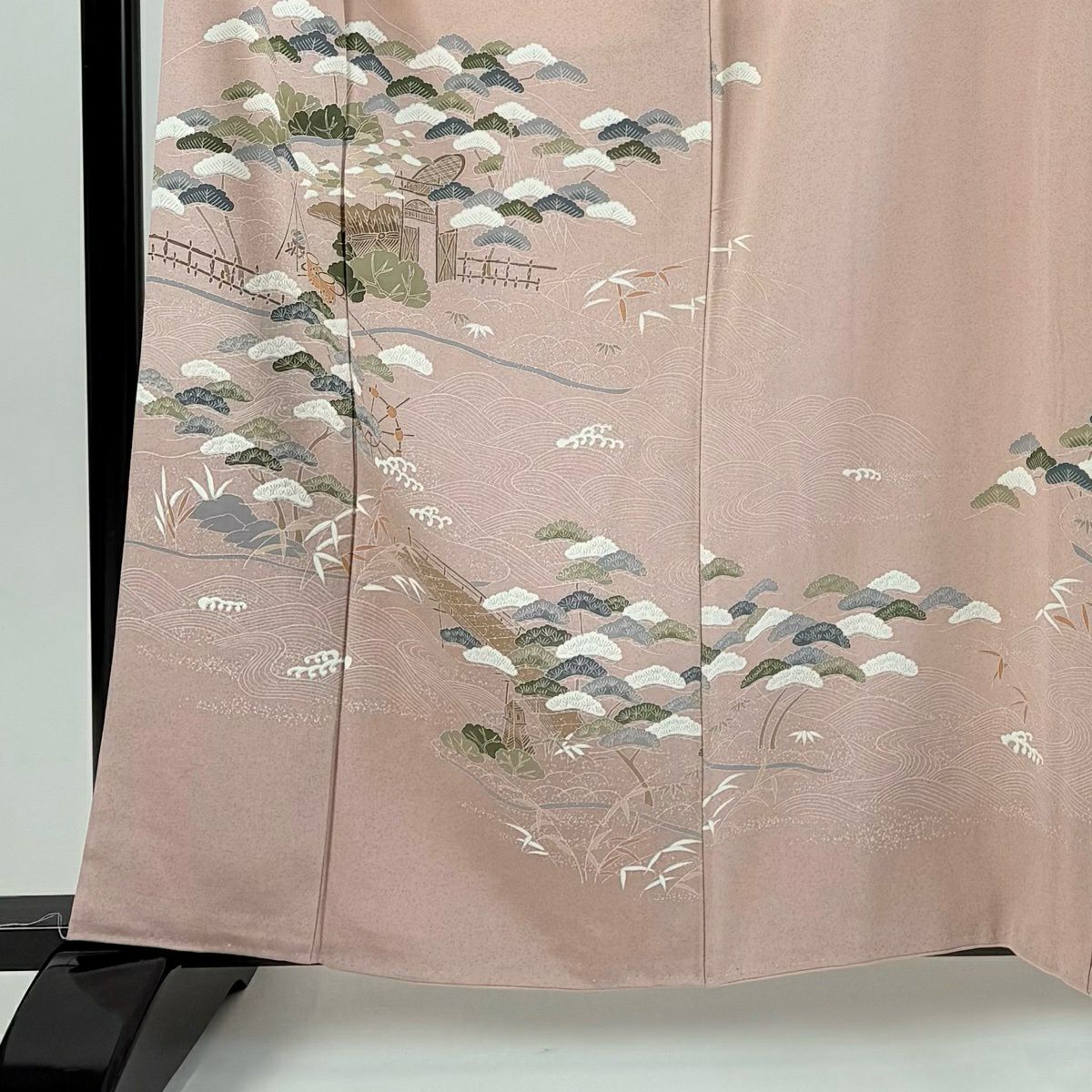 訪問服 身長160.5cm 袖長68.5cm L 雙層 松樹 波 漸層 粉紅 純蠶絲 優品級