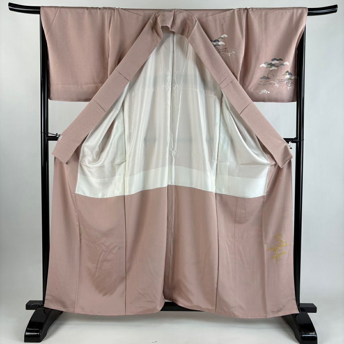 訪問服 身長160.5cm 袖長68.5cm L 雙層 松樹 波 漸層 粉紅 純蠶絲 優品級