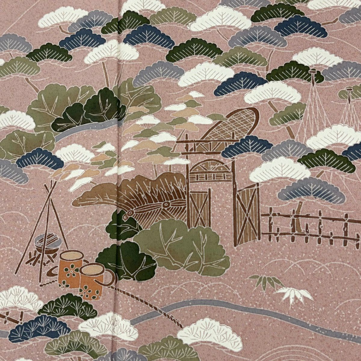 訪問服 身長160.5cm 袖長68.5cm L 雙層 松樹 波 漸層 粉紅 純蠶絲 優品級