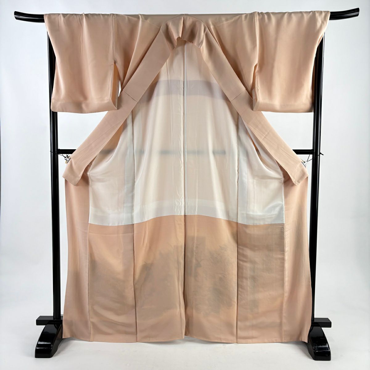 留袖禮服禮服 身長168cm 袖長70cm L 雙層 短冊 花鳥 金糸 漸層 粉米色 純蠶絲 優品級