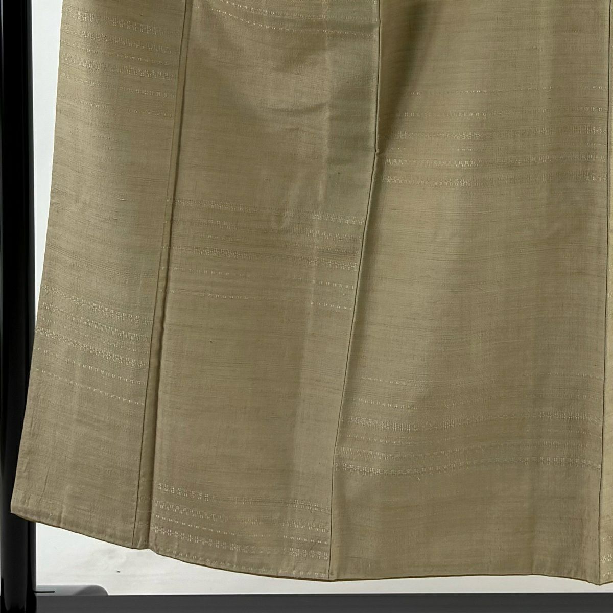 【美品】 紬織 身長156.5cm 袖長62.5cm S 雙層 地紋 薄茶 純蠶絲 秀品級