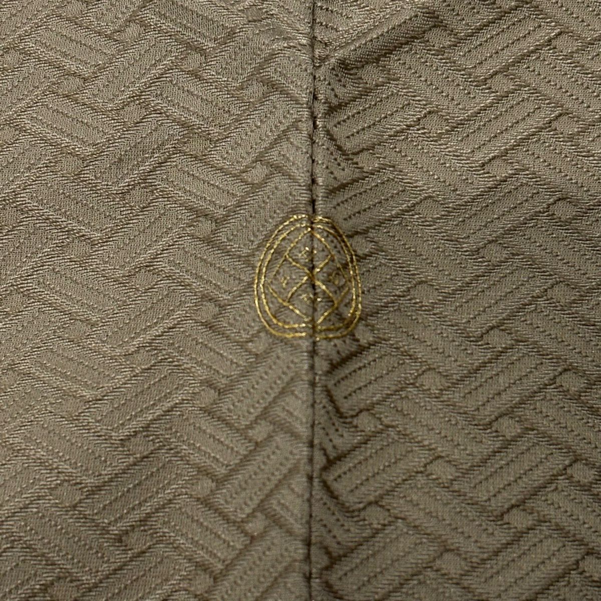 【美品】 小紋 身長150cm 袖長64cm M 雙層 花丸紋 地紋 金彩裝飾 薄茶 純蠶絲 秀品級 一つ紋
