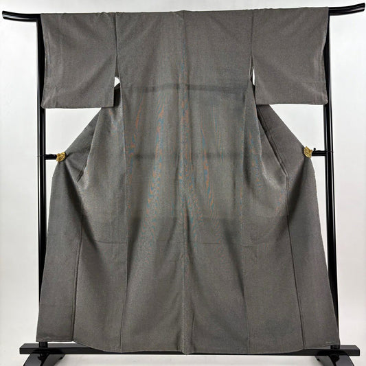 小紋 身長159.5cm 袖長65cm M 雙層 幾何學圖案 黑灰 純蠶絲 優品級