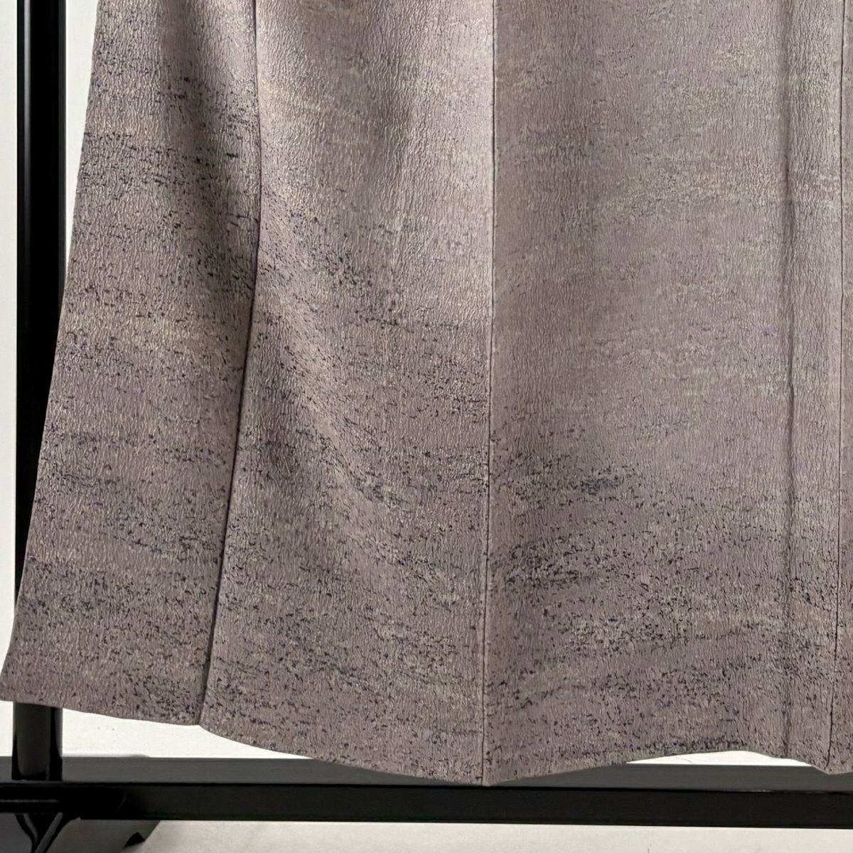 【美品】 付下 身長153cm 袖長65cm M 雙層 陶彩染 幾何圖案 灰紫 純蠶絲 優品級