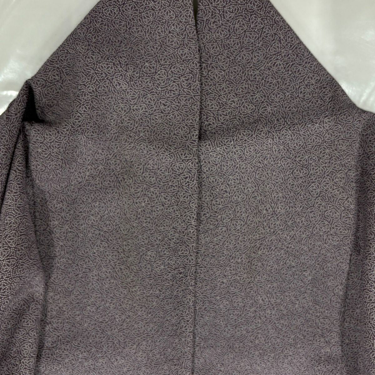 【美品】 江戶小紋 身長161cm 袖長67.5cm L 雙層 葉柄 紫 純蠶絲 秀品級