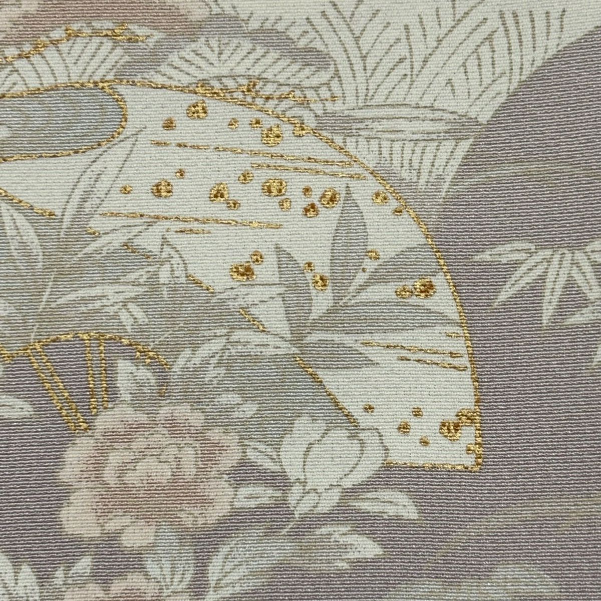 訪問服 身長162cm 袖長64.5cm M 雙層 落款あり 御所車 松樹竹子梅花 金絲 金銀彩 淺紫 純蠶絲 秀品級