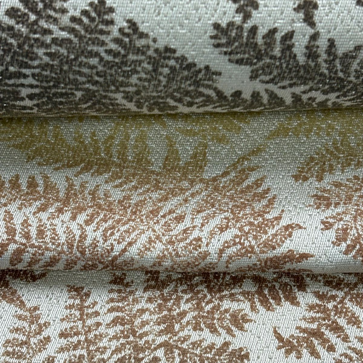 【美品】 袋帶 逸品級 葉紋 銀通過 全通 純蠶絲