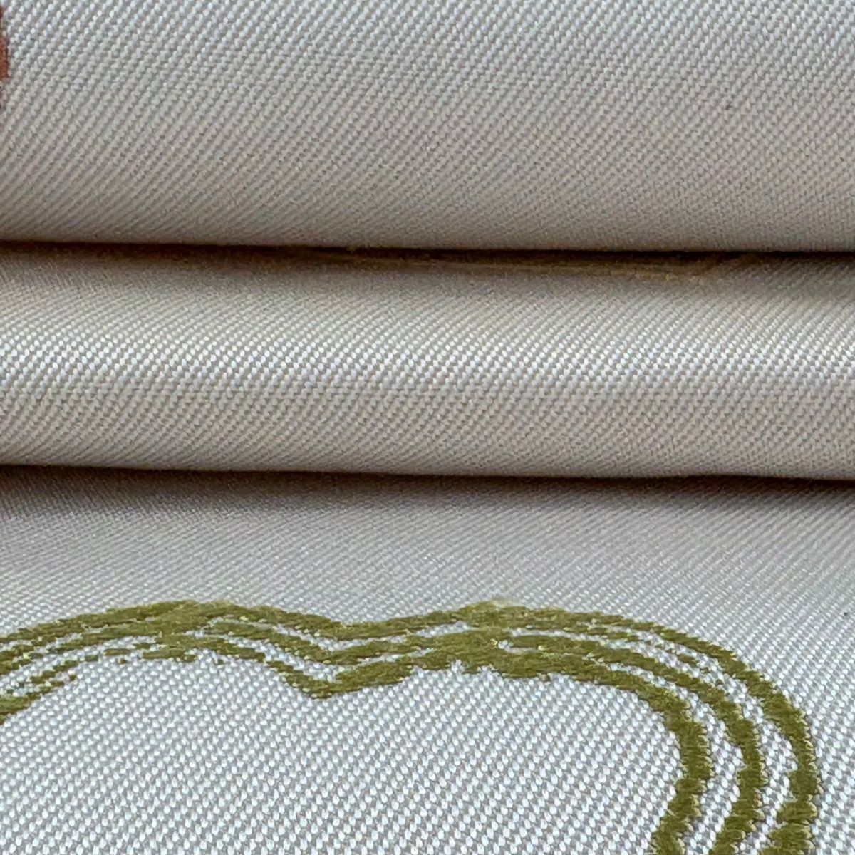 名古屋帶 逸品級 心形刺繡 奶油色 純蠶絲