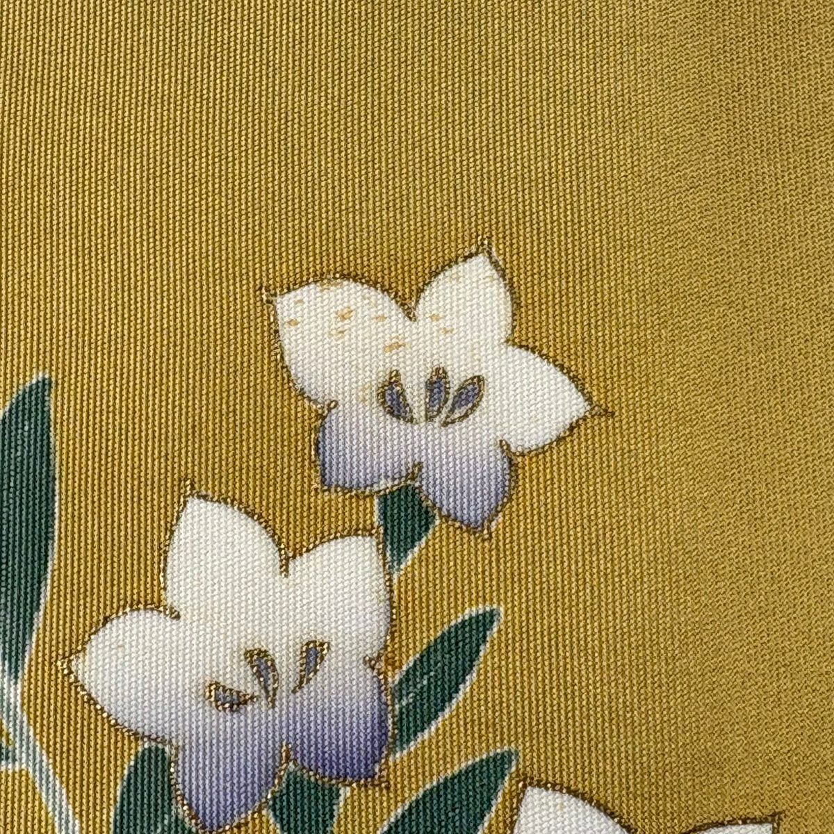 名古屋帶 逸品級 鹽瀬 樂器 秋草紋 金銀彩 淺黃土 純蠶絲