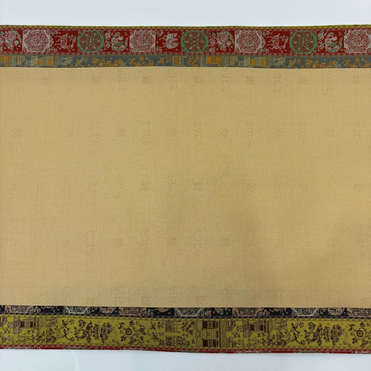 【美品】 開口名古屋帶 逸品級 龍村美術織物 比翼仕立 雉 建築物 金絲 芥末色 純蠶絲