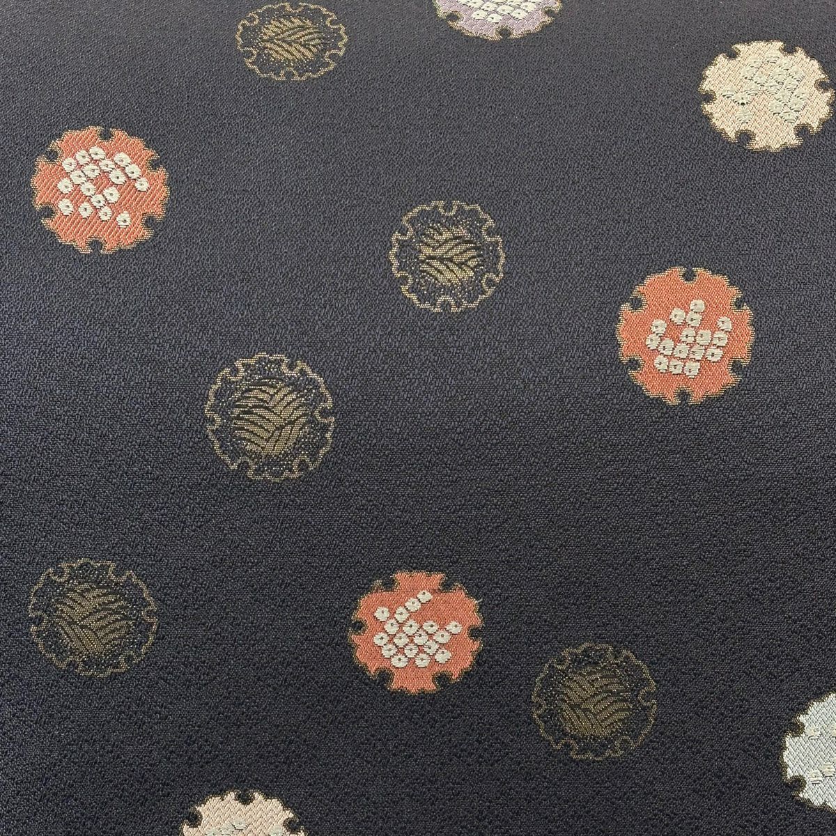 【美品】 袋帶 逸品級 有落款 織匠十一代目篠屋宗兵衛 雪輪 鹿子紋 金金箔 灰紫 六通 純蠶絲