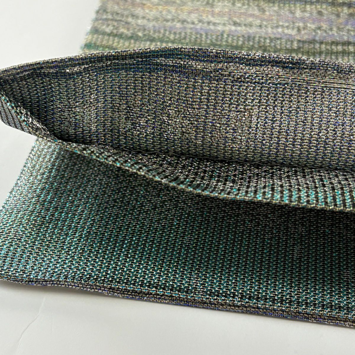 【美品】 袋帶 逸品級 落款あり 新佐波理 霞 金金箔 銀 六通 純蠶絲