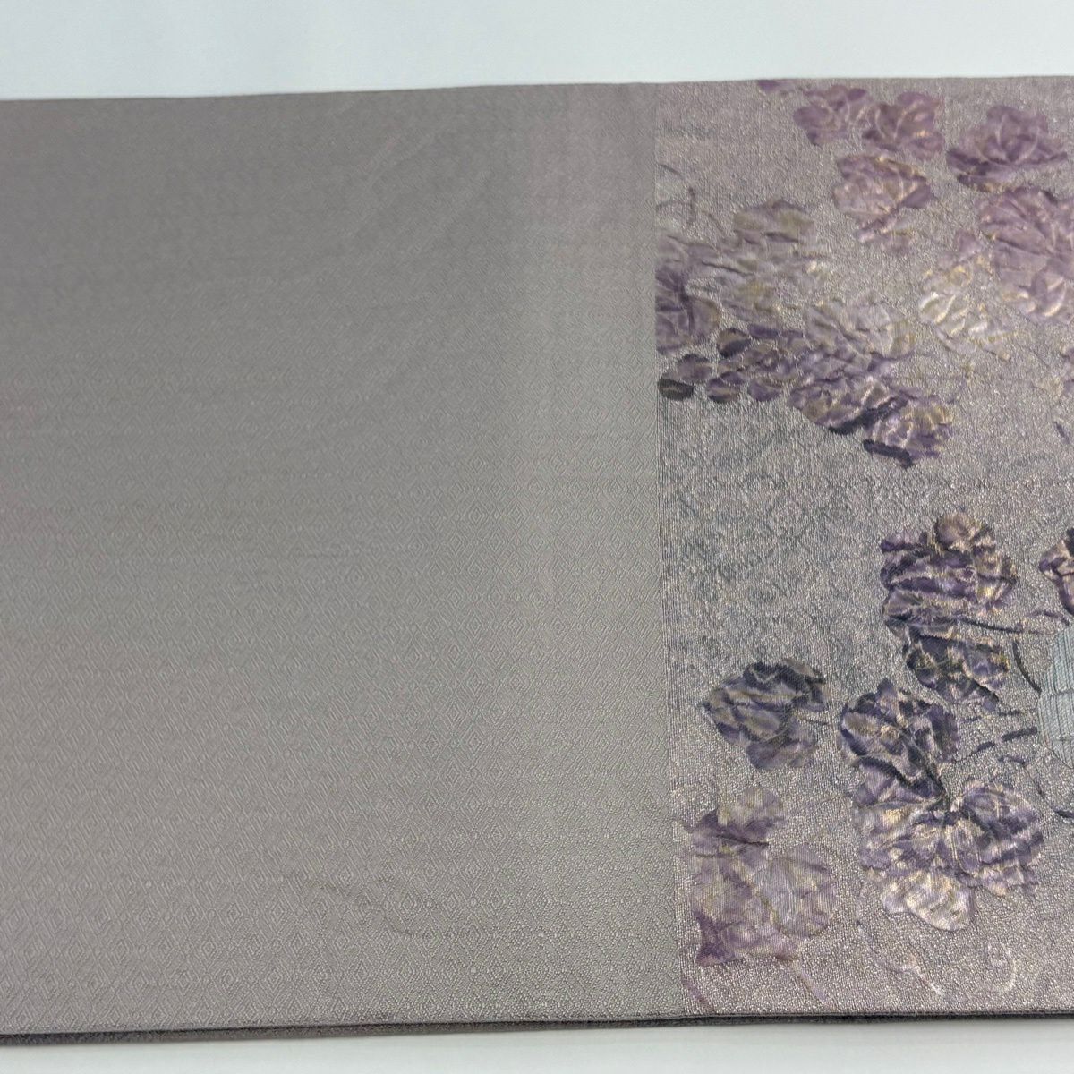 【美品】 袋帶 逸品級 蔦 金銀彩 金金箔 淺紫 六通 純蠶絲