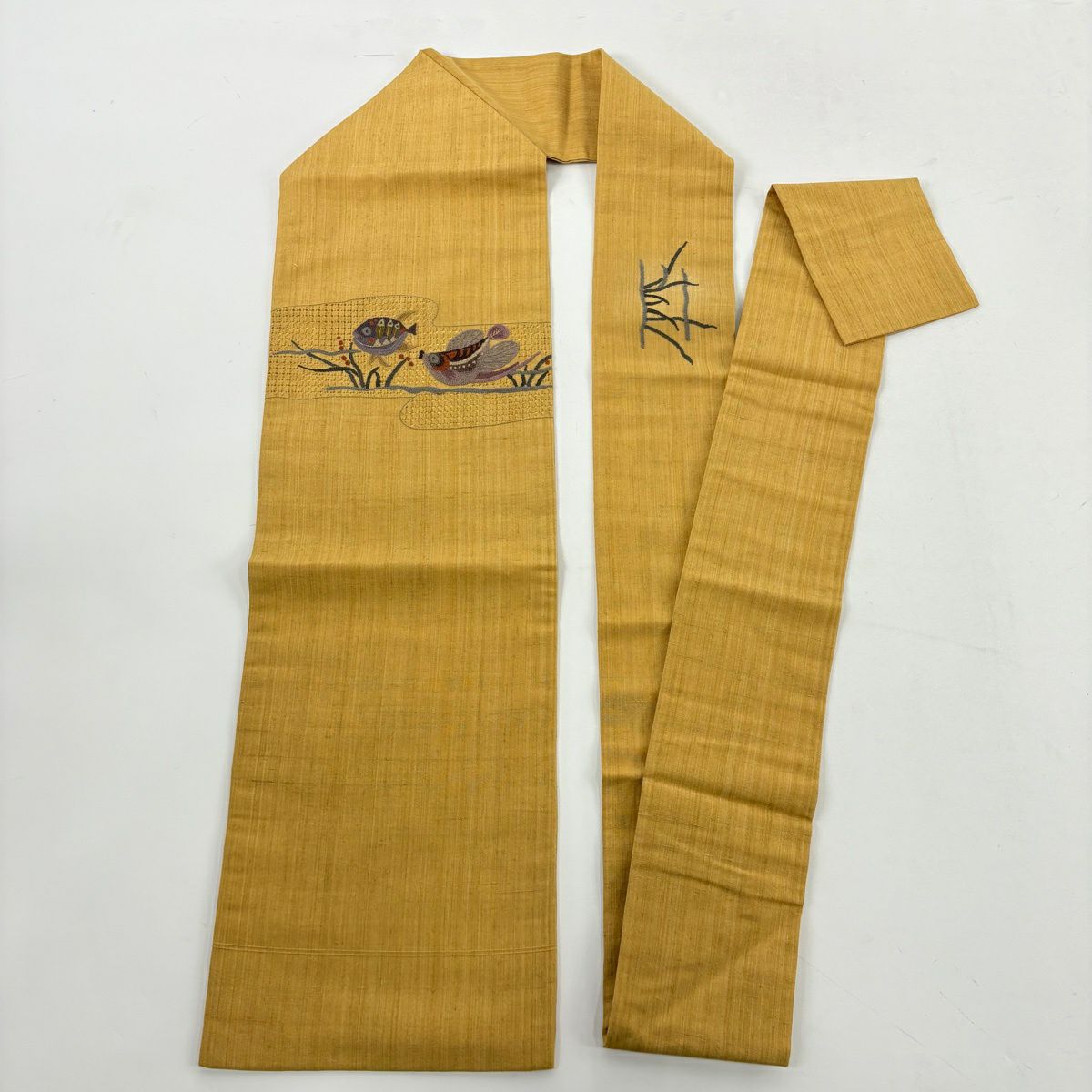 【美品】 小紋 身長158cm 袖長64.5cm M 雙層 名古屋帶套裝 幾何學 灰紫 純蠶絲 秀品級