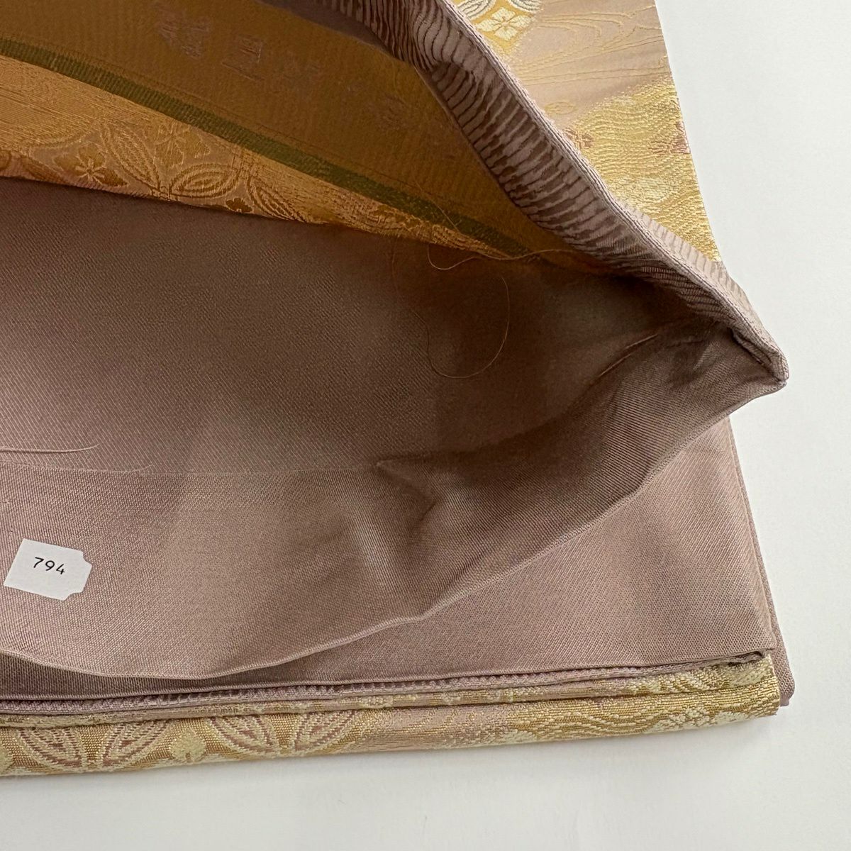 【美品】 袋帶 名品級 金金箔屋清兵衛 有落款 有證書 歐亞吉祥紋 金金箔 淺小豆 六通 純蠶絲