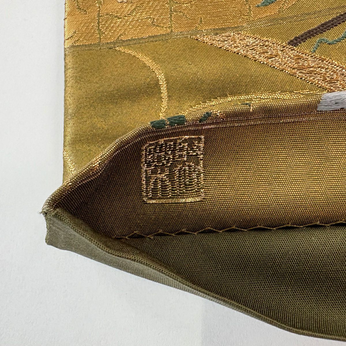 袋帶 名品級 じゅらく 落款 花車 花菱 金絲 金金箔 金 六通 純蠶絲