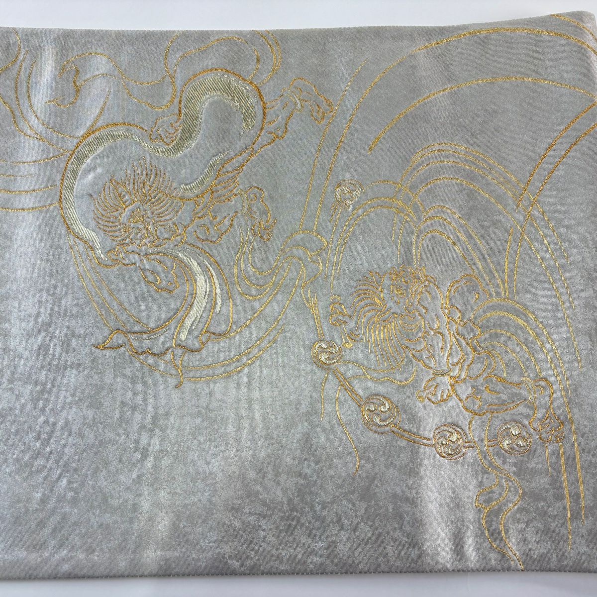 袋帶 名品級 風神雷神 金絲 金金箔 銀 六通 純蠶絲