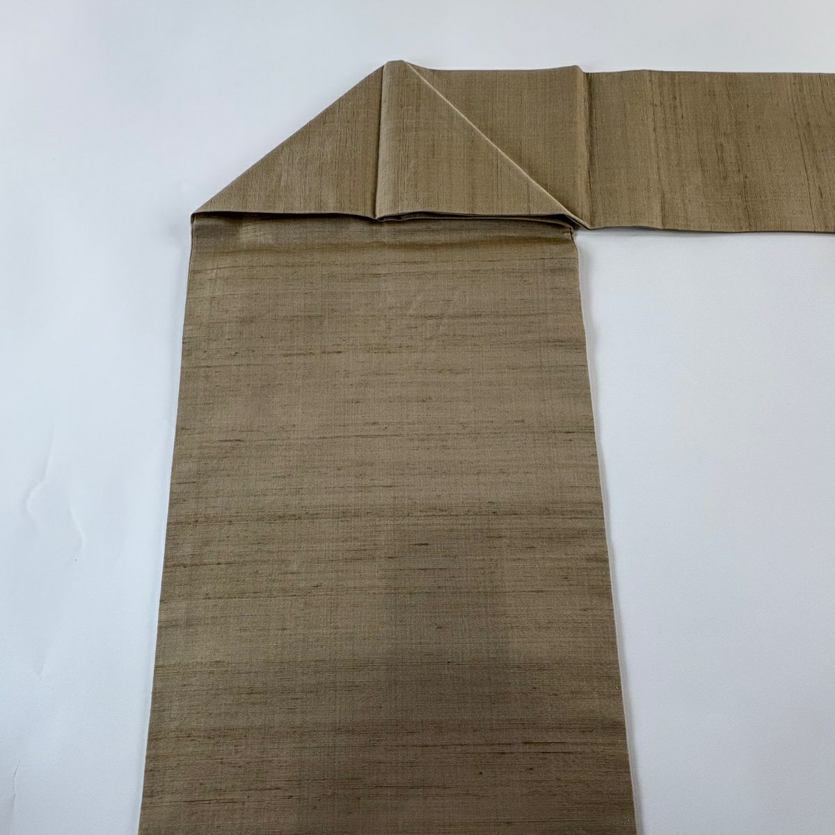 【美品】名古屋帶 秀品級 紬織織 幾何圖案 淺茶 純蠶絲
