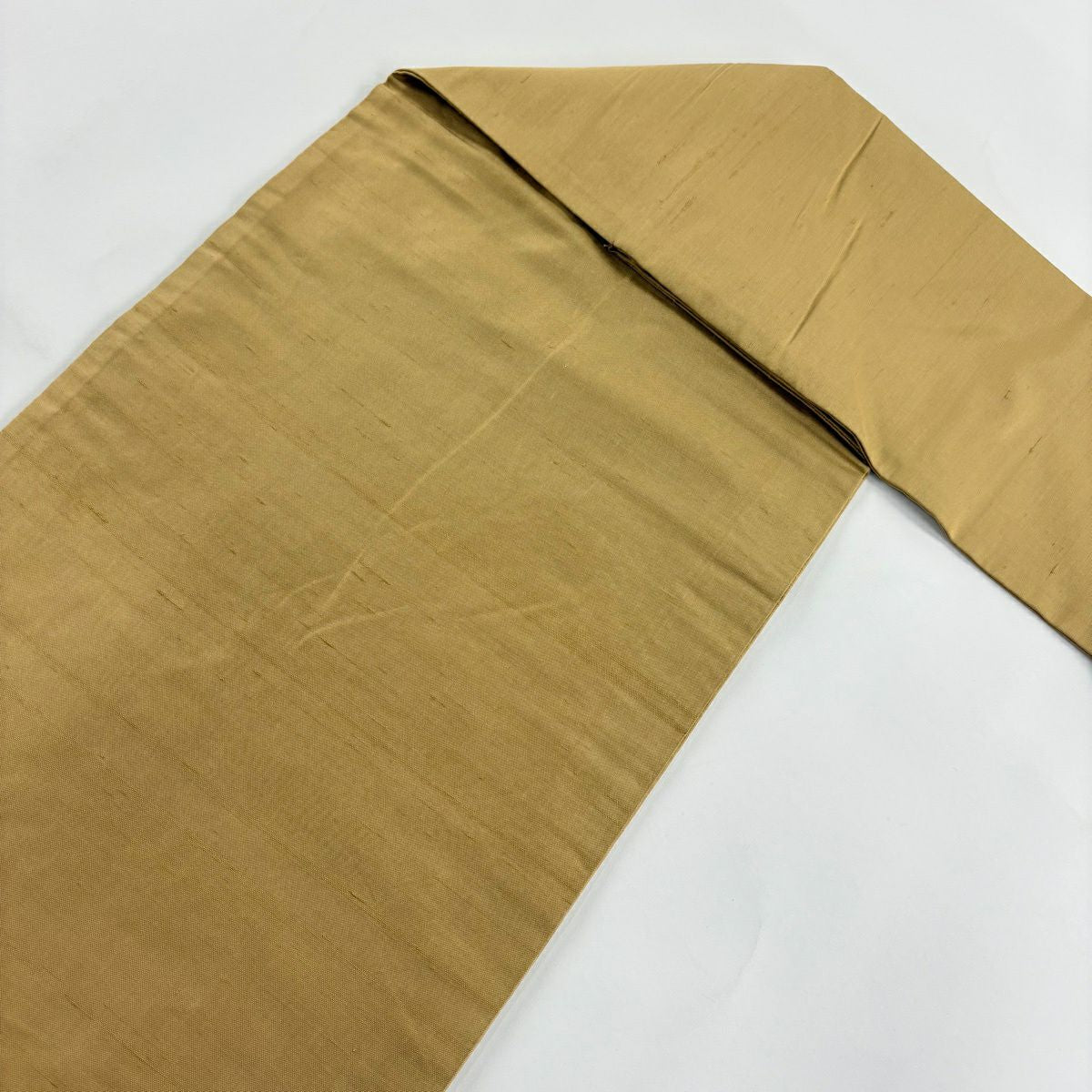 名古屋帶 秀品級 紬織織 草花紋紋 流水 相良刺繡 薄黃土 純蠶絲