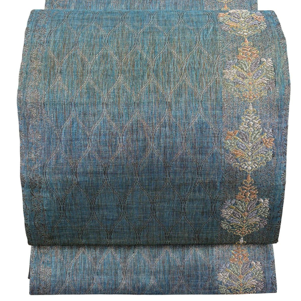 【美品】 袋帶 秀品級 正倉院名物裂 金銀絲 青綠 六通 純蠶絲