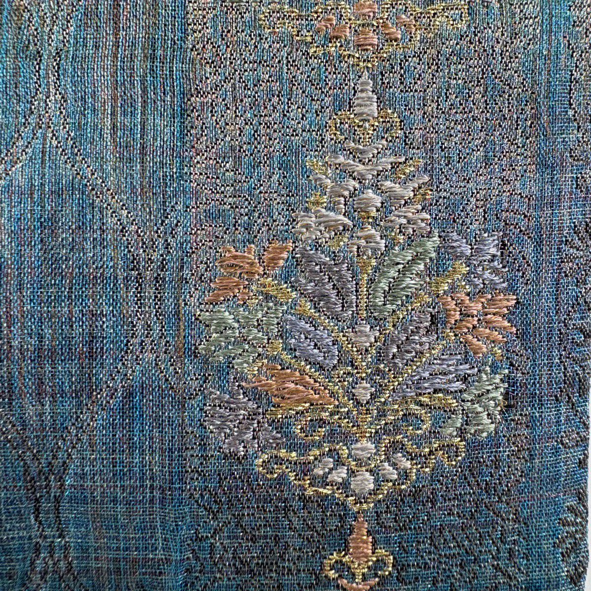 【美品】 袋帶 秀品級 正倉院名物裂 金銀絲 青綠 六通 純蠶絲