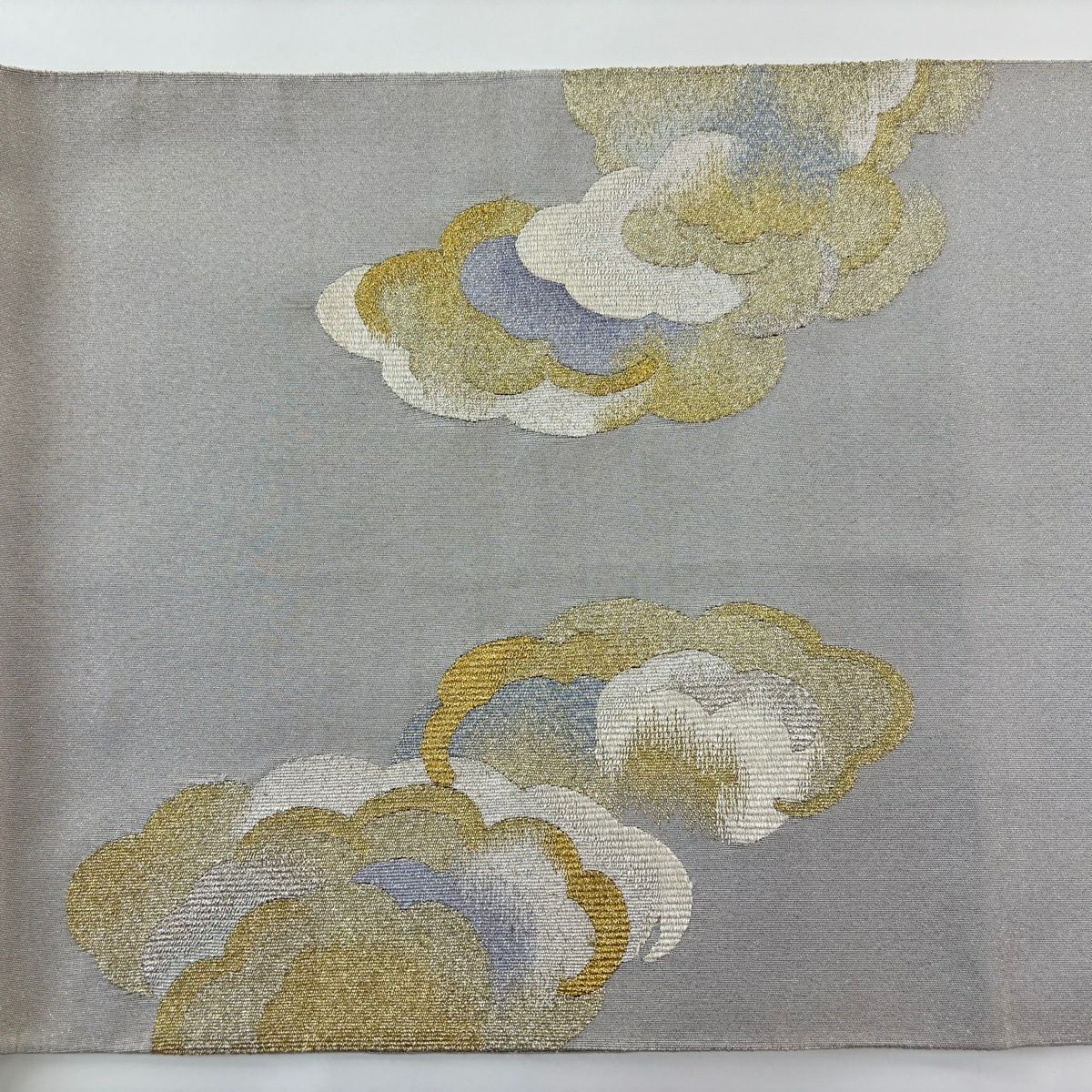 袋帶 秀品級 大和 雲紋 霞 金金箔 灰 純蠶絲