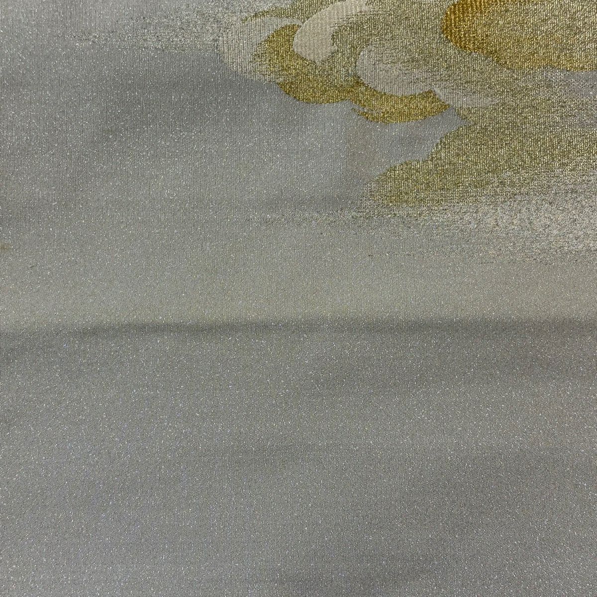 袋帶 秀品級 大和 雲紋 霞 金金箔 灰 純蠶絲