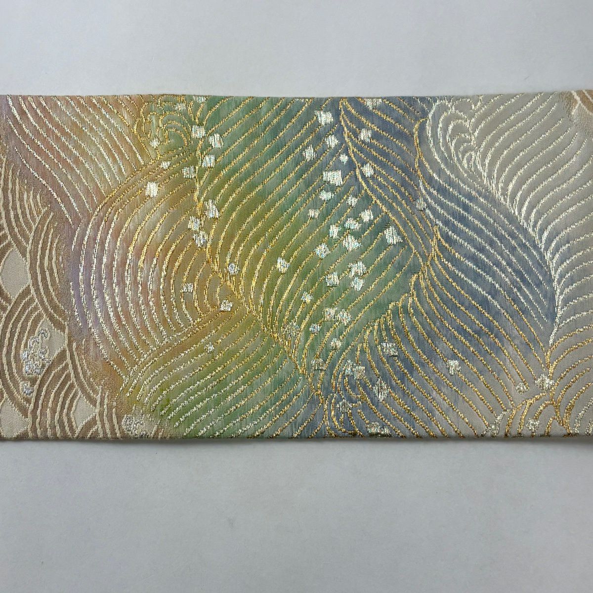 【美品】名古屋帶 秀品級 波 金糸 金色 純蠶絲