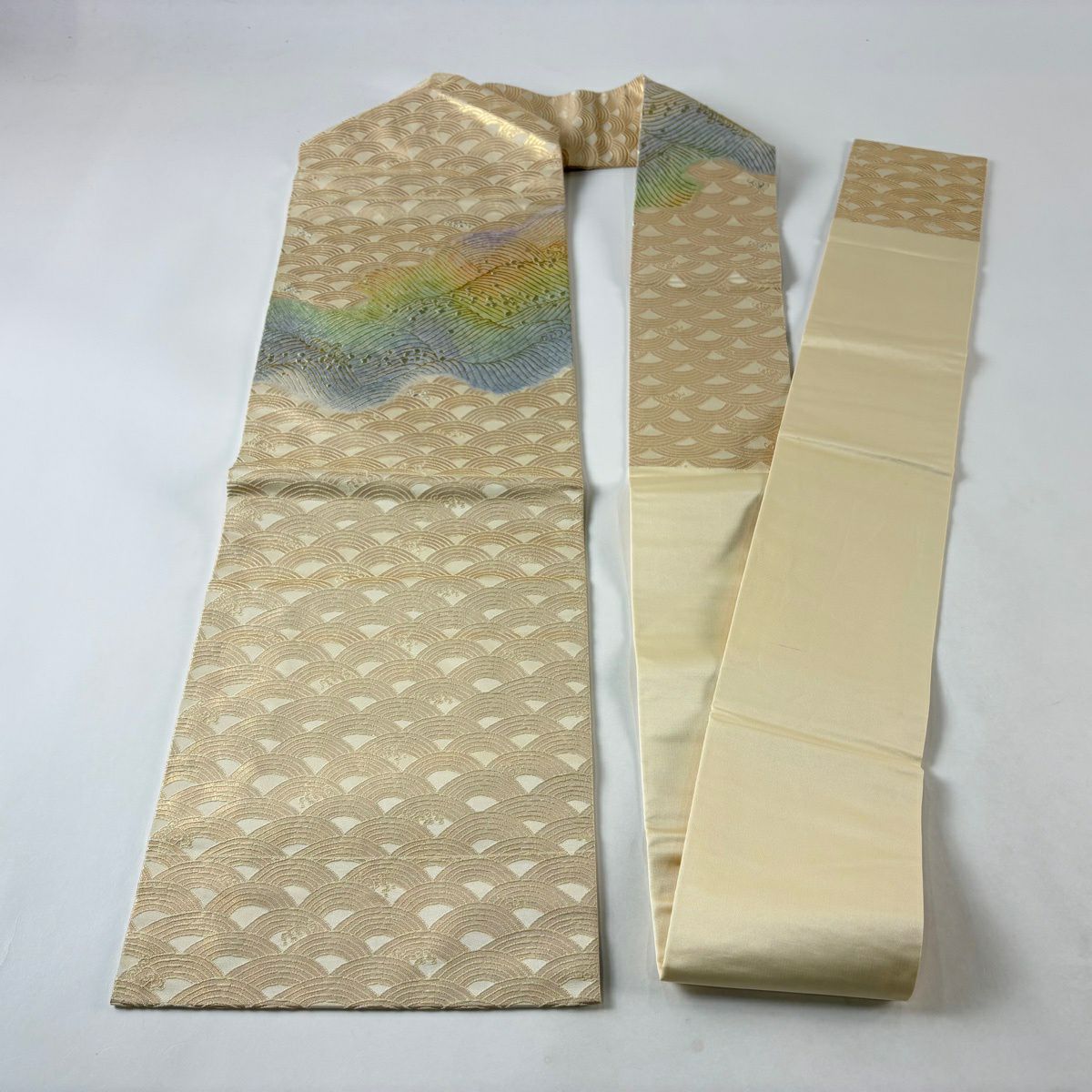 【美品】名古屋帶 秀品級 波 金糸 金色 純蠶絲