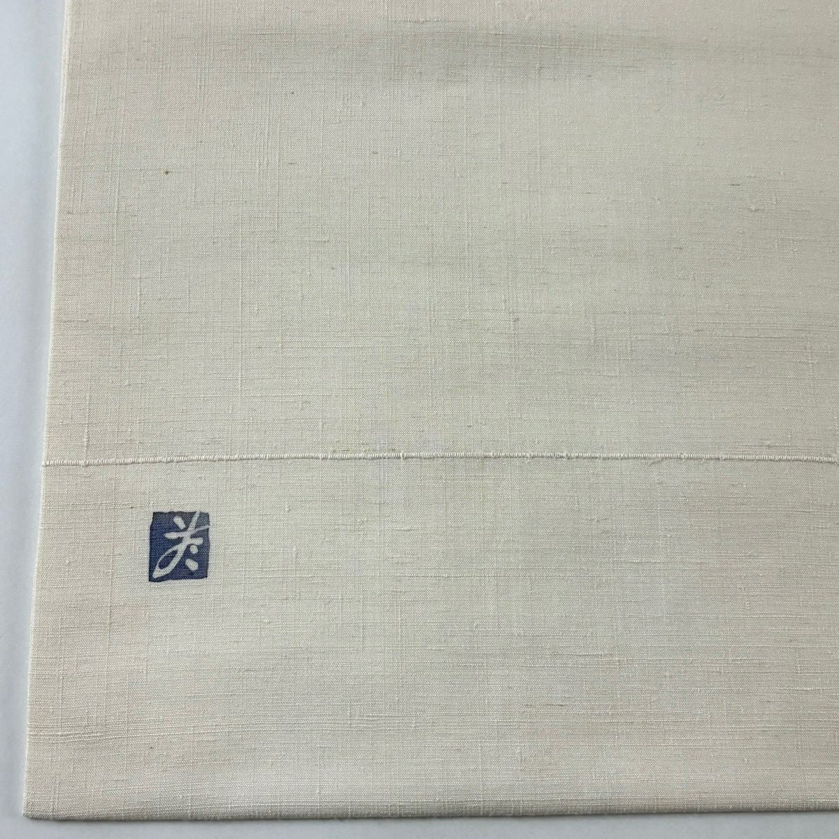 【美品】 名古屋帶 秀品級 有落款 紬織織 葉紋 輪廓 奶油色 純蠶絲