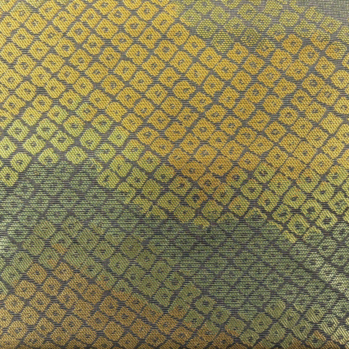 【美品】 袋帶 名古屋帶 秀品級 幾何學圖案 茶 純蠶絲