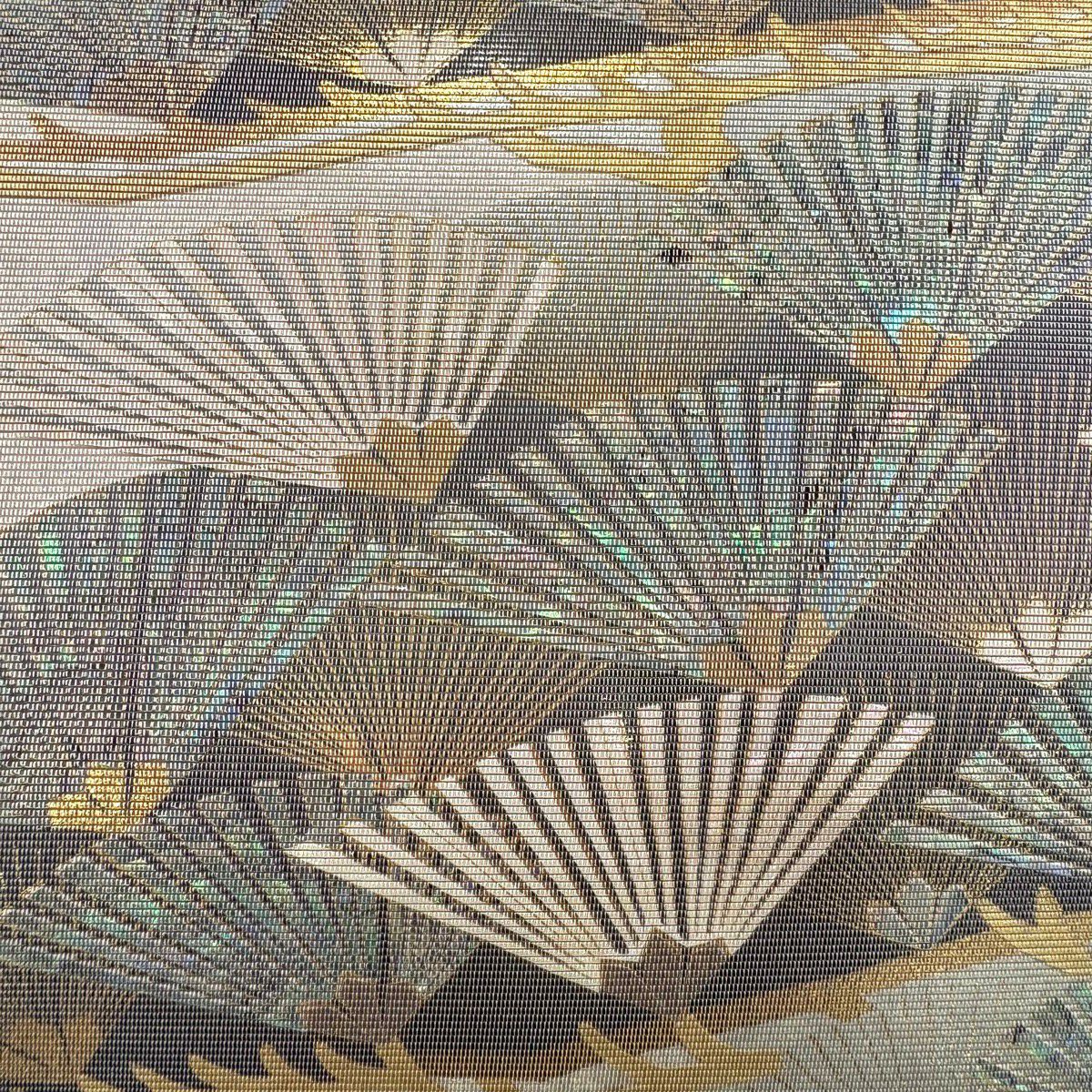 【美品】 袋帶 秀品級 松樹 螺鈿金金箔 金銀彩 太鼓圖案 純蠶絲