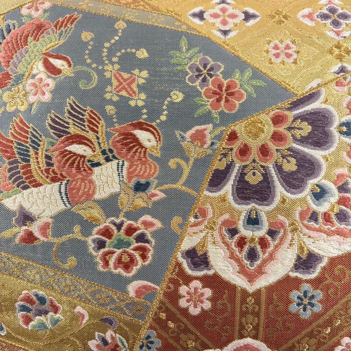 【美品】 袋帶 秀品級 裂取寶華紋 華紋 花唐草紋 金絲 金金箔 金色 六通 純蠶絲