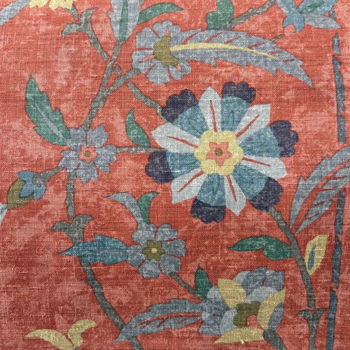 【美品】 開口名古屋帶 優品級 草花紋 紅茶 純蠶絲