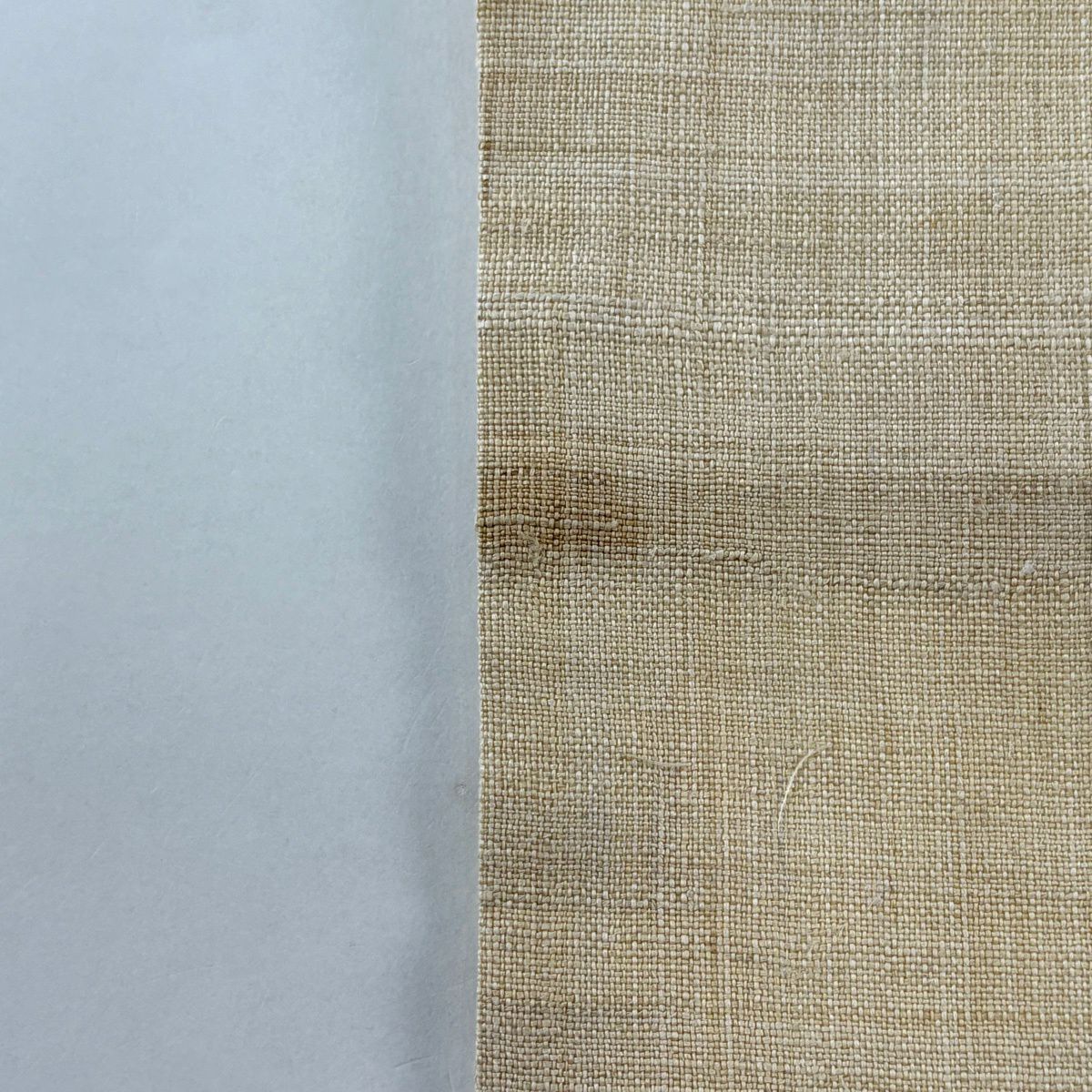 【美品】 名古屋帶 秀品級 紬織織 茄子 金彩裝飾 米色 純蠶絲