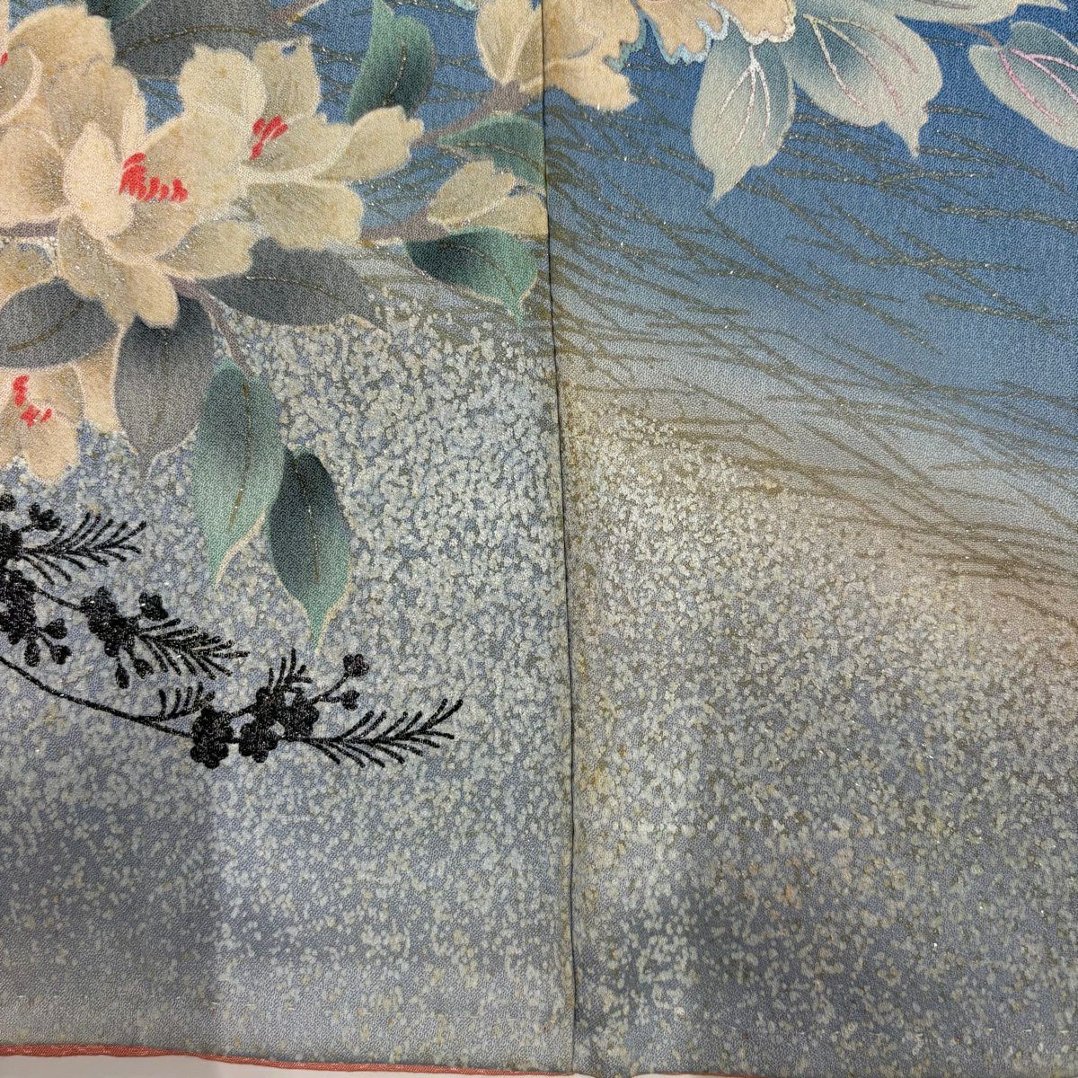 振袖禮服 身長158cm 袖長67cm M 雙層 蝶 草花紋紋 金銀彩 拉麵 粉紅 純蠶絲 秀品級