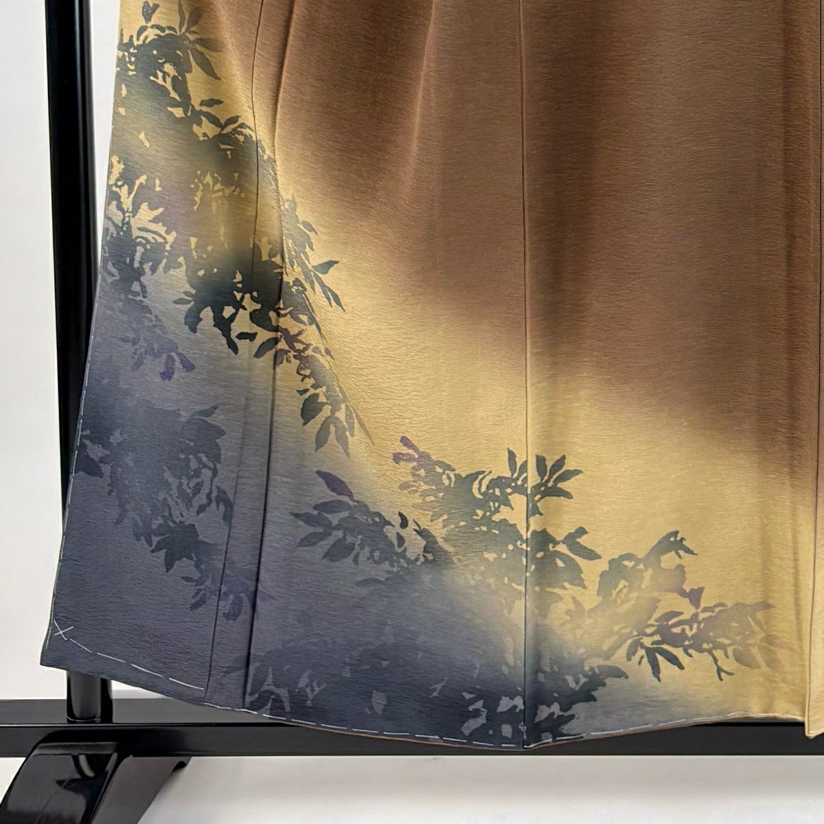 【美品】 付下 身長156.5cm 袖長62.5cm S 雙層 鈴乃屋 輪廓 漸層 茶 純蠶絲 優品級