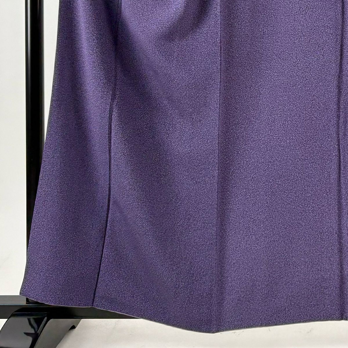 【美品】 小紋 身長161cm 袖長66cm M 雙層 落款あり 幾何學 紫 純蠶絲 秀品級 一つ紋