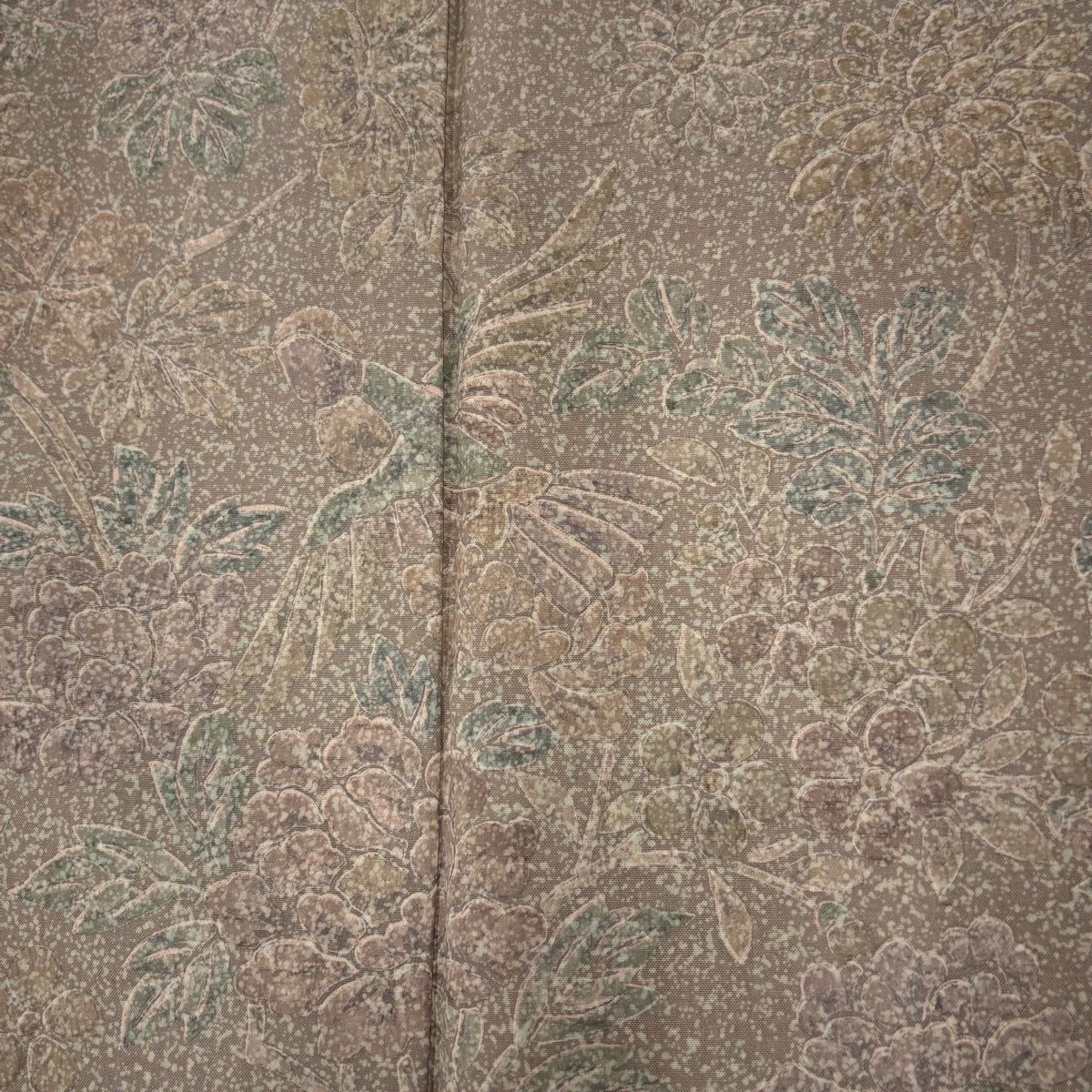 【美品】訪問服 身長161cm 袖長65.5cm M 雙層 小糸敏 紬織織 落款あり 草花紋紋 鳥 薄小豆 純蠶絲 秀品級
