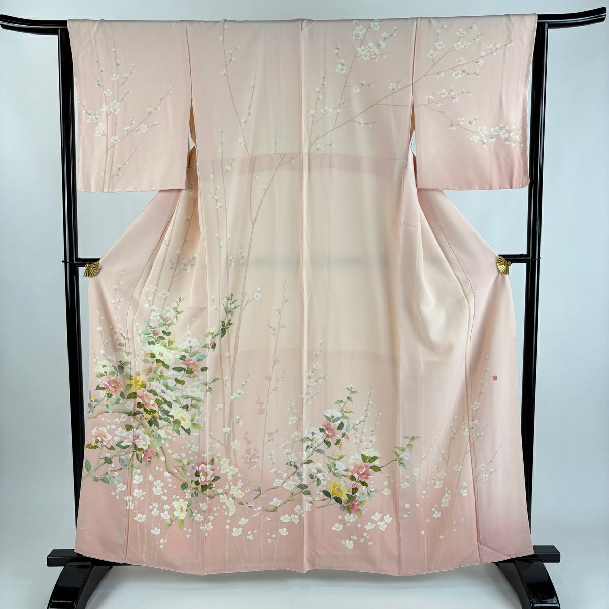 訪問服 身長161.5cm 袖長63.5cm S 雙層 落款有 枝花 淺粉色 純蠶絲 優品級