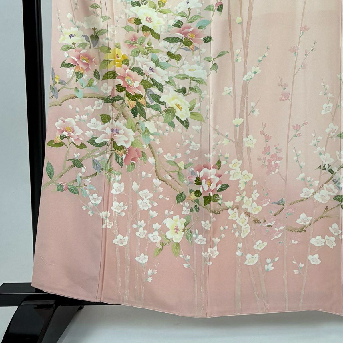 訪問服 身長161.5cm 袖長63.5cm S 雙層 落款有 枝花 淺粉色 純蠶絲 優品級
