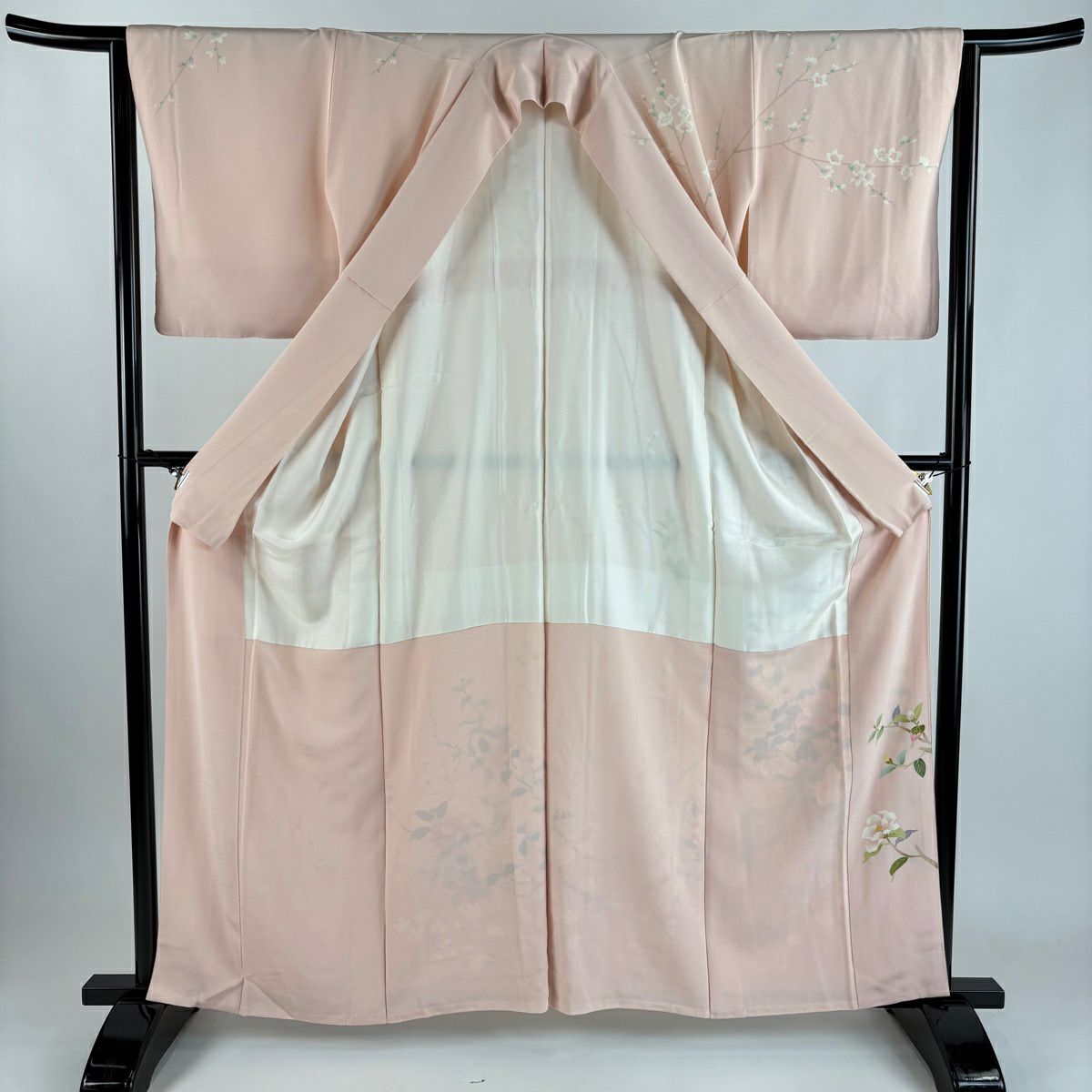 訪問服 身長161.5cm 袖長63.5cm S 雙層 落款有 枝花 淺粉色 純蠶絲 優品級