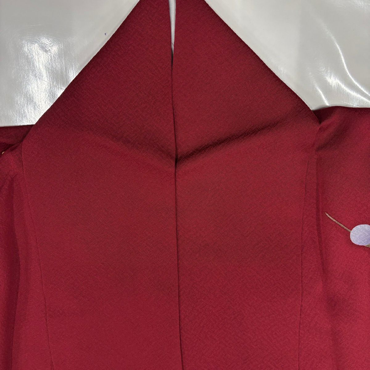 振袖禮服 身長167.5cm 袖長69cm L 雙層 梅花 麻葉 金銀彩 紅 純蠶絲 秀品級