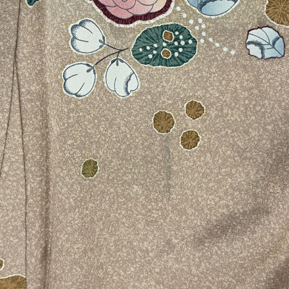 訪問服 身長155cm 袖長63.5cm S 雙層 辻花染圖案 淡霞 金銀彩 漸層 淡小豆色 純蠶絲 優品級