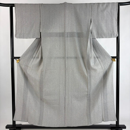 小紋 身長156cm 袖長63.5cm S 單層 幾何學圖案 絞染 灰 純蠶絲 秀品級