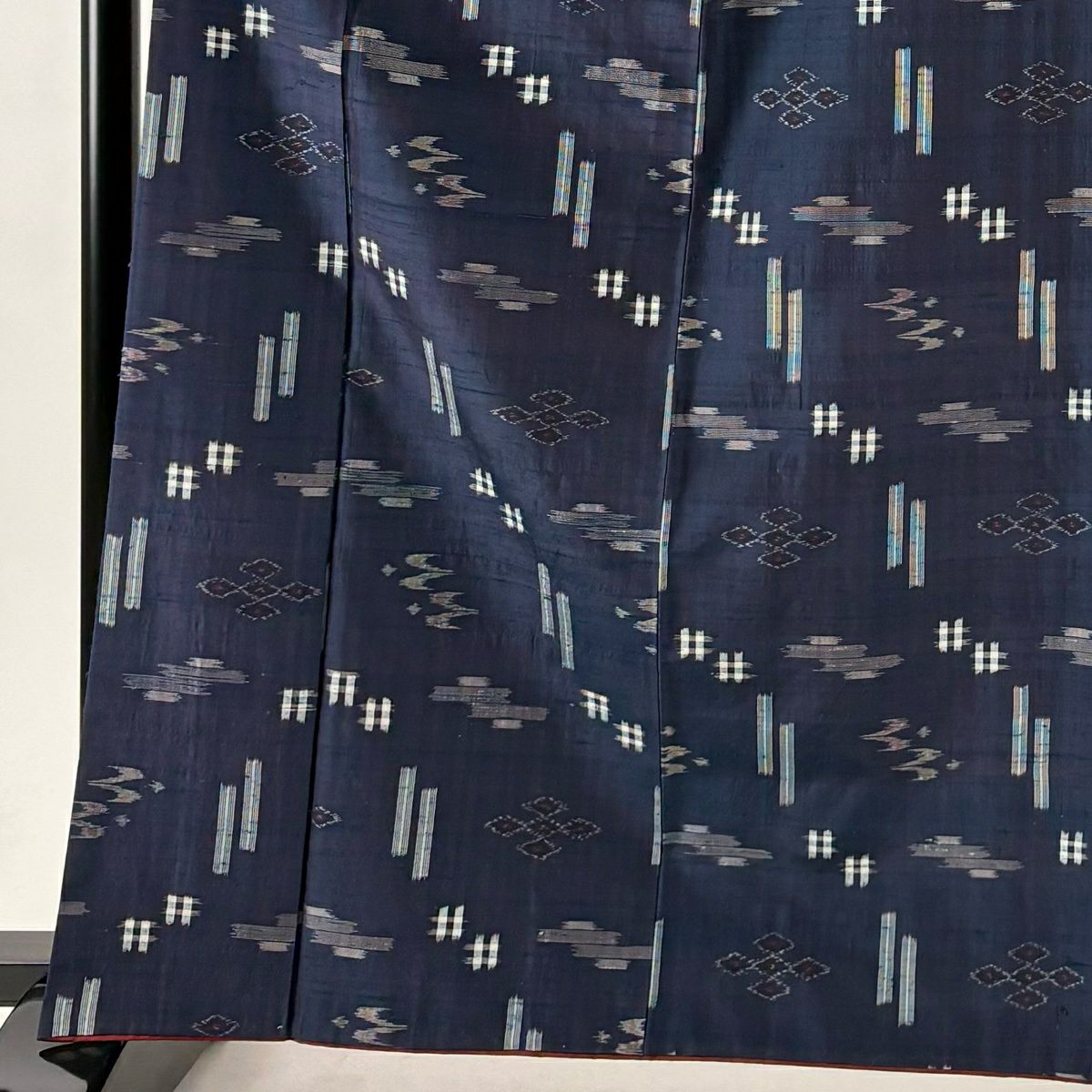 紬織 身長164.5cm 袖長62cm S 雙層 井格 燕 深藍 純蠶絲 秀品級